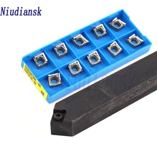 10pcs CCMT09T3 Carbide Inserts 1pc SCMCN1212 SCMCN1616H09 SCMCN2020K09 SCMCN2525M09 External Turning Tool Holder Lathe Tool Suit