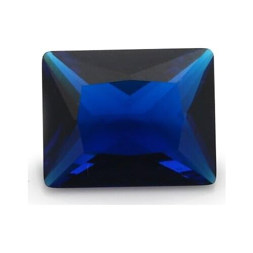 100pcs 2x3~10x12mm Rectangle Shape Loose Stone Dark Blue Color Glass Synthetic Gems For Jewelry DIY Stone Princess Cut
