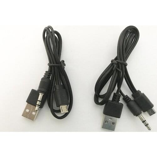 100PCS/LOT Wholesale 2 in 1 Micro USB to Jack 3.5mm cable USB Male for bluetooth speaker portable cd player