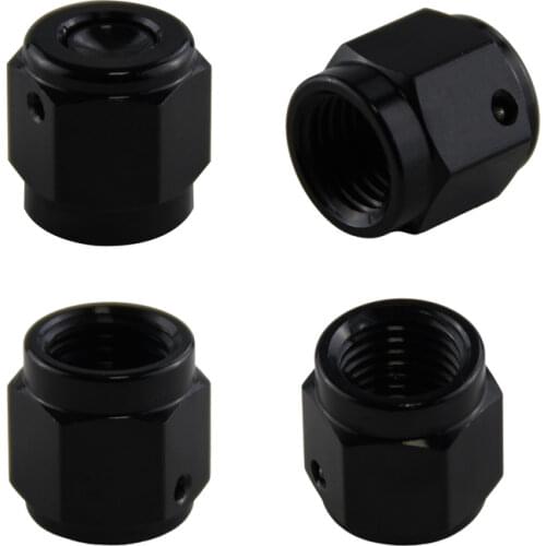 4Pcs 4-AN AN4 Anodized Aluminum Adapter Female Flare Cap /Plug/ Nut Fitting BK