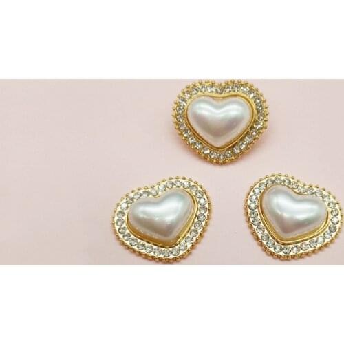 5pcs/lot Alloy Creative Rhinestone Gold Pearls Pendant Button Ornaments Jewelry Earrings Choker Hair bag DIY Jewelry Accessories