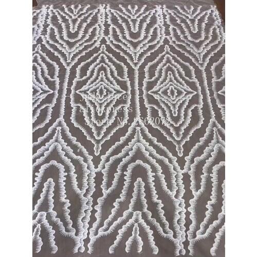 5yards/bag ZC80# White embroidery mesh moire pattern lace sequins fashion fabric used for wedding dress stage
