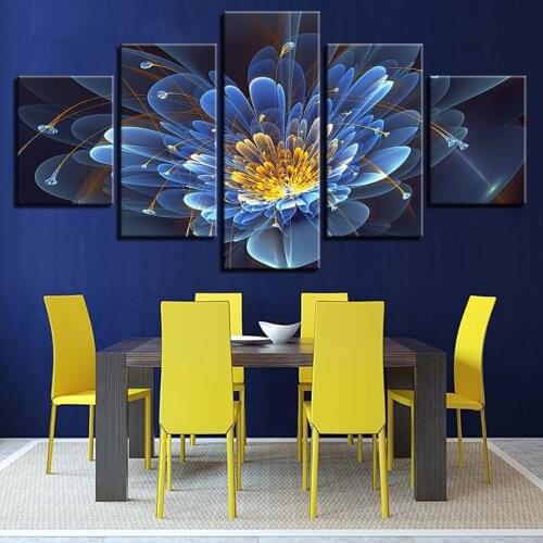 Abstract Photo Wall Modular Pictures For Living Room Decorative 5 Panel Beautiful Flower Frame HD Poster Canvas Painting