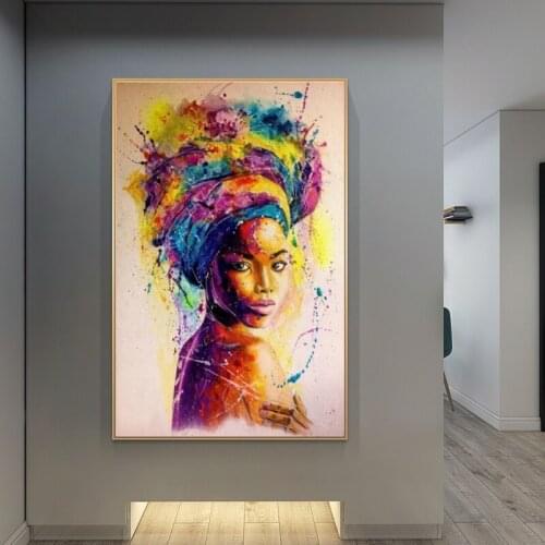 Abstract African Girl Canvas Paintings On The Wall Art Pictures African Black Woman Graffiti Art Posters And Prints Wall Decor