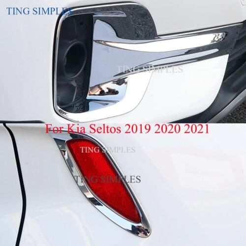 For Kia Seltos/KX3 2019 2020 2PCS ABS Chrome Car Front & Rear Tail Light Fog Light Decoration Cover Trim Car Styling Accessories