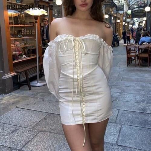 Летние платья с открытыми плечами BRUSCREST China At AliExpress