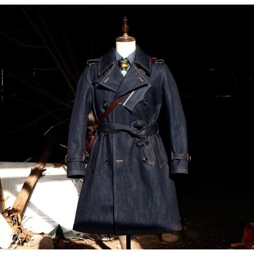 CDJ-51 US Size Genuine Waterproof 22oz Canvas Trench Coat Wax Vintage Looking Rider Jacket