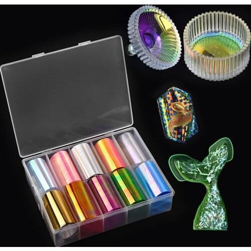 Cellophane Colorful Laser Aurora Paper Candy Paper For DIY Resin Jewelry Epoxy Crafts Nail Art Decorations
