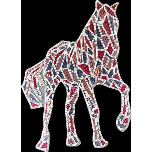 T shirt Women Biker patch color sequins 270mm Horse deal with it iron on patches for clothing fabric stickers free shipping