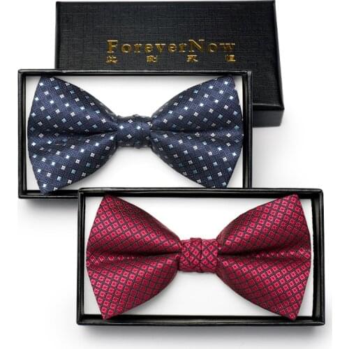 Designer Brand Fashion Bowtie For Men High Quality Britain Style Groom Wedding Butterfly Bow Tie Dress Suit Gift Box Navy Blue