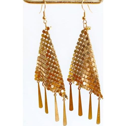 Aluminum Mesh Geometric Copper Accessories Exaggerated Dizzy Unique Nightclub Style Jewelry Statement Hoop Earrings for Party