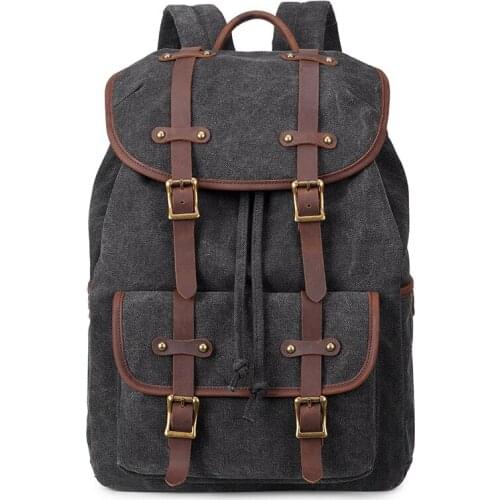 Rucksack Men Outdoor Canvas Backpack Laptop Bag 15 Inches Hiking Camping Backpack Retro Style Bag Backpacks