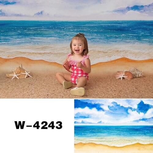 HUAYI Photography Backdrop Newborns Baby Birthday Photo Booth Background Summer Sea Beach Waves Studio Photocalls Backdrop