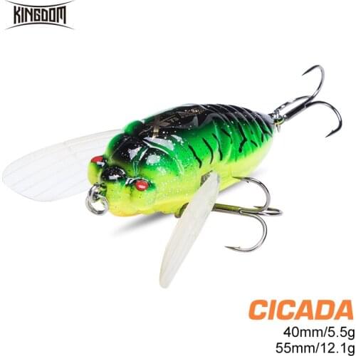 Kingdom Fishing lure 5.5g 4cm 12.1g 5.5cm Floating Simulation Cicada Artificial Insect Hard Baits Wobblers For Carp Fishing Good