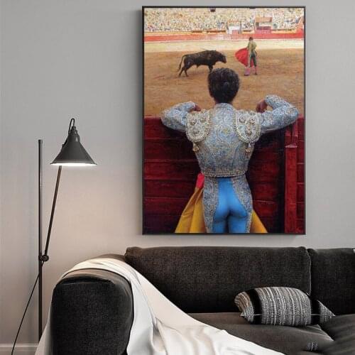 Classical court figures man Spanish bullfight scenery oil painting canvas printing printed on canvas wall art decoration picture