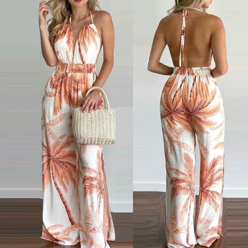 Sexy Backless Sleeveless Women Tie- Beach Casual Jumpsuit Summer Homewear Beach Vacation High Street Romper Overall Dropshipping