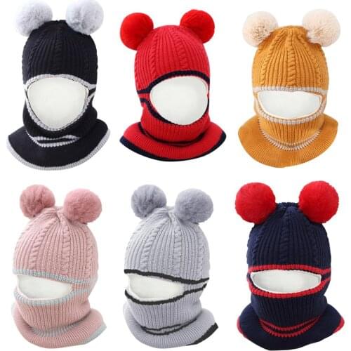 Fashion Kids Winter Hats Girls Boys Children Breathable Personality Soft High-quality Knitted Warm Cap Scarf Baby Pompom Cute Ha