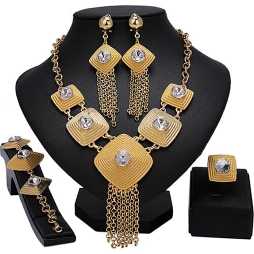 Longqu Exquisite Dubai gold designer Jewelry Set woman wedding accessories jewelry set 2020 Fashion African Beads Jewelry Set