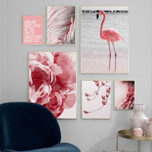 Flamingo Wing Sea Beach Magnolia Peony Wall Art Canvas Painting Nordic Posters And Prints Wall Pictures For Living Room Decor
