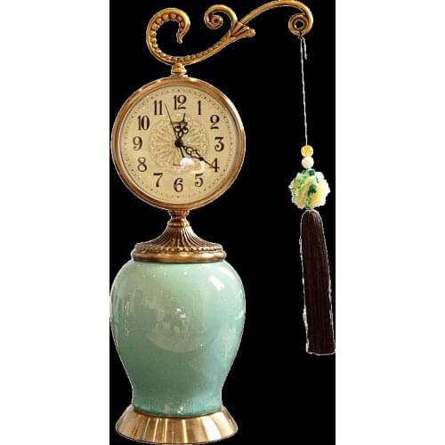 NEW CHINESE CREATIVE CERAMIC SEAT CLOCK PENDULUM EUROPEAN LIVING ROOM BEDROOM DECORATION TABLE CLOCK NEOCLASSICAL HOME DECORATIO