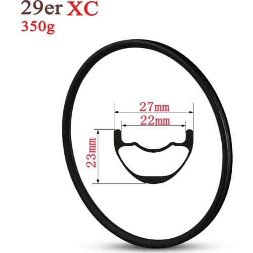 29er MTB Carbon Rim For XC Cross Country Mountain Bike Wheels Hookless Style 27mm Width Tubeless Ready Super Light 350g Only