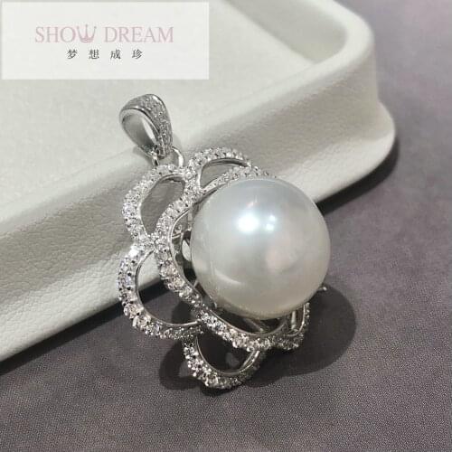 SHOWDREAM S925 Silver Zircon Australian White Pearl Natural Seawater Pearl Pendant Fashion Women Gifts