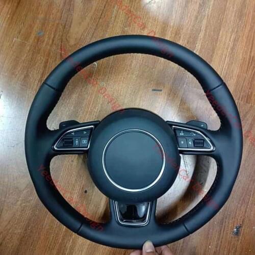 Fully Perforated Leather Steering Wheel Flat Bottom Fully Alcantara for Audi Q5 A4 2012-2015