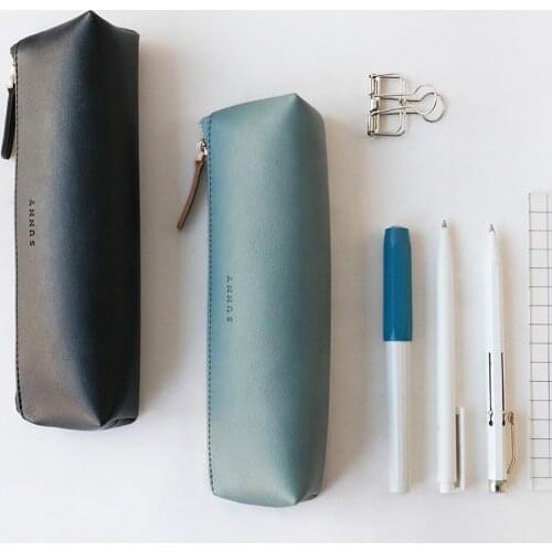 Concise Grey Tone Cortex Triangle Pencil Case Quality Pencil Bag Office School Supplies Stationery Gift Cute