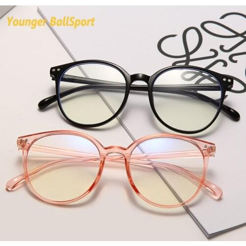 Transparent round frame anti-blue light flat mirror fashion student frame myopia glasses frame Glasses Comfortable Gift cloth