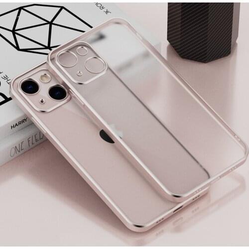 Luxury Plating Frame Soft Silicone Transparent Case for iPhone XR 11 12 13 Pro Max X XS 7 8 Plus Square Clear Cover Matte Shell