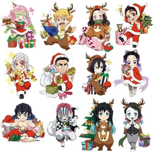 Christmas Gift Anime Demon Slayer Heat Transfer A-level Patches For Schoolbag Jeans Tshirt Stripes washable Stickers On Clothes