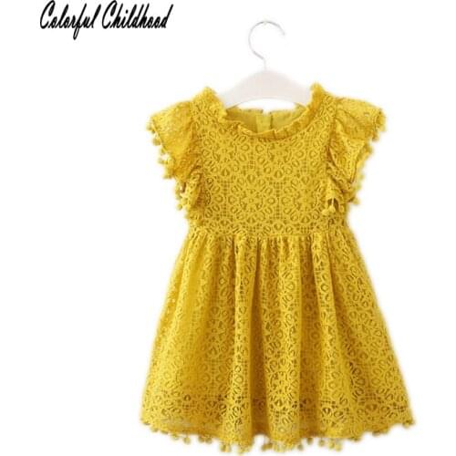 Toddler Kids Girls Christmas Dress Hollow out Summer Party Tassel Laces Dresses With Little balls For Girls Sweet Child Clothes