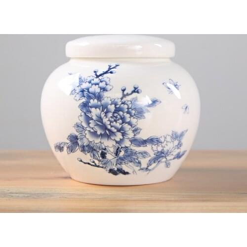 Blue and White Porcelain Tea Caddy Kitchen Condiment Storage Jar Household Candy Dried Fruit Storage Jar Home Decoration Gifts
