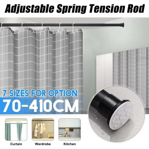 No Punch Telescopic Curtain Rod Bedroom Bathroom Home Curtain Pole Clothes Pole Thick Adjustable Shrink Hanging Rod Support Pole