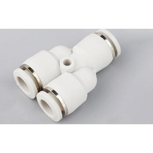 White Cap Fit 4/6/8/10/12/16mm OD Tube Y-Shaped 3 Way Spliter Pneumatic Push In Connector Quick Release Air Fitting