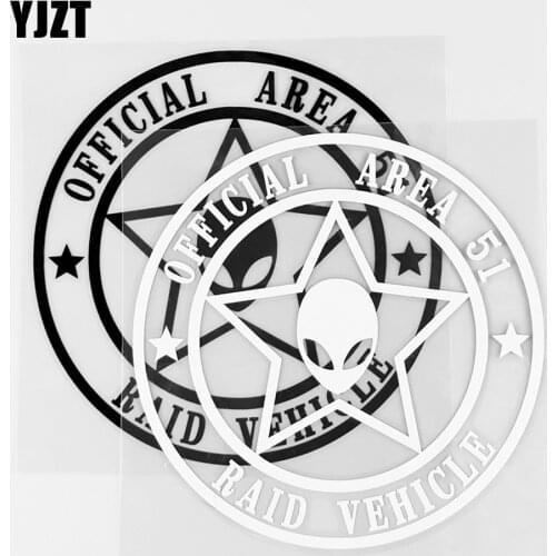 YJZT 13.2×13.2CM Official Area 51 Raid Vehicle Vinyl Decals Aliens UFO Car Stickers Black / Silver 10A-0677