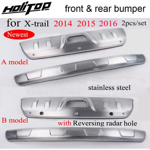 Thicken stainless steel bumper protector skid plate bull bar for Nissan X-trail Rogue 2014 2015 2016,2pcs/set,with radar hole