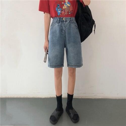 Jeans Shorts Women Summer New High Waist Pocket Shorts Denim Loose Casual Trouser Street Wear Womens Outfit Plus Size Short Girl