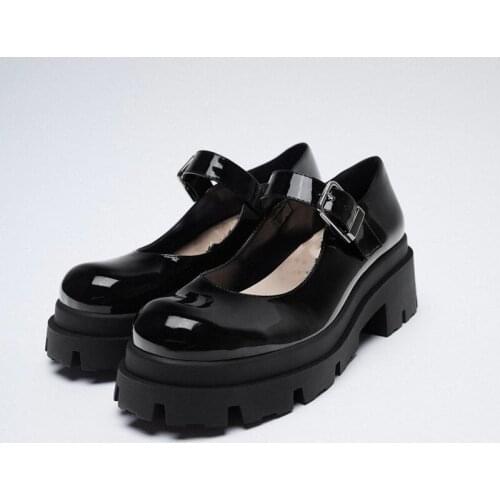 2021 Womens l Leather High-Heeled Soft Girl Shoes Platform Platform Mary Jane Single Women