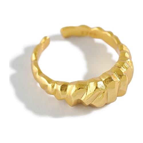 SHANICE INS Punk Real 925 Sterling Silver Charming Irregular Wide Face Gear Open Rings Silver Color Rings Jewelry For Women Pa