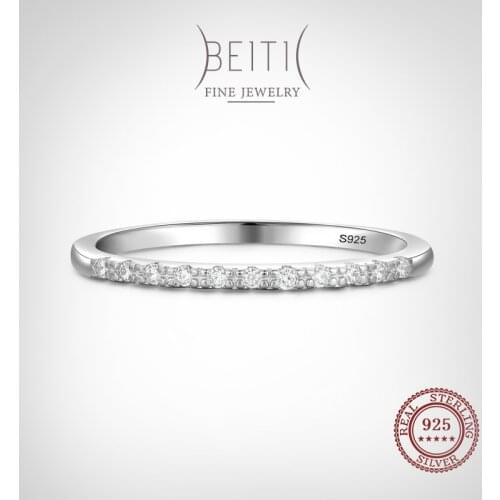 Beitil Simple 925 Sterling Silver Clear Zircon Stackable Finger Ring For Women Minimalist Fine Jewelry 2021 New Style