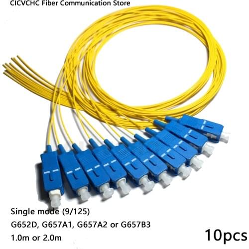 10pcs SC/UPC Pigtail-SM (9/125)-G652D, G657A1, G657A2, G657B3-0.9mm Cable /Optical Fiber