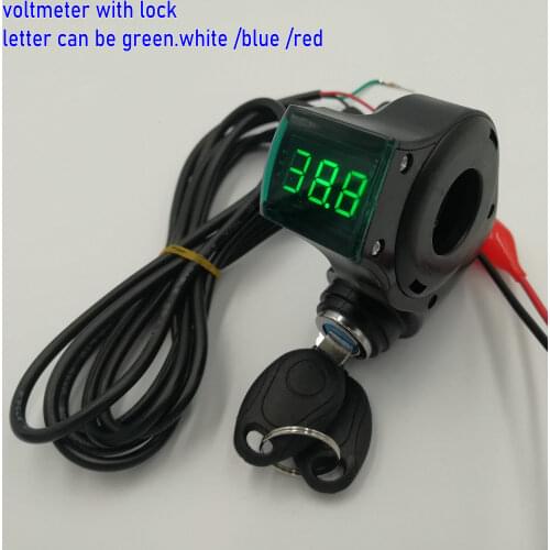 12-100v digital display battery voltage indicator+power lock/key electric bike scooter mtb tricycle trike mobility ATV diy part