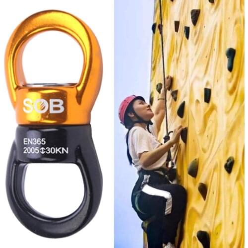 30KN Rock Climbing Swivel Rotor Hook Swivel Ring Rotary Connector for Mountaineering Rock Climbing Outdoor Rescue Rappelling New