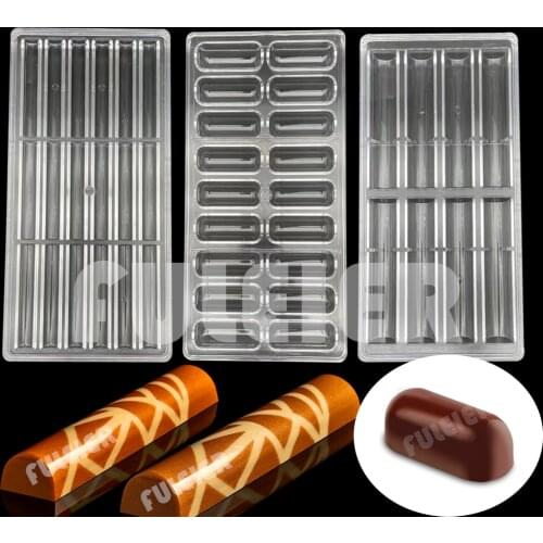 3D Cylinder Stick Polycarbonate Chocolate Bar Moulds Form for Bakery Baking Mold Pastry Candy Cake Tools