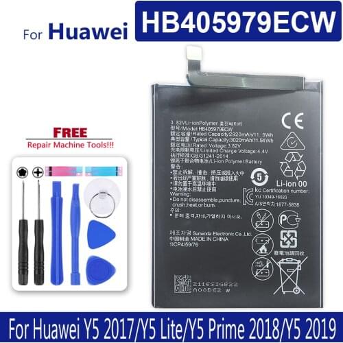 HB405979ECW Battery For Huawei Y5 2017/Y5 Lite/Y5 Prime 2018/Y5 2019 / Y5 2017/Y5Lite/Y5Prime 2018 + Mobile Bateria