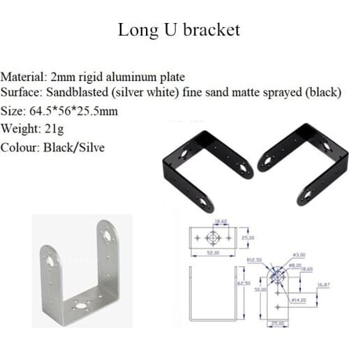 DOIT 10pcs/lot Aluminum Long U Steering Gear Mount Pan And Tilt Mount Mechanical Robot Arm Mechanical Robot Mount Robot DIY