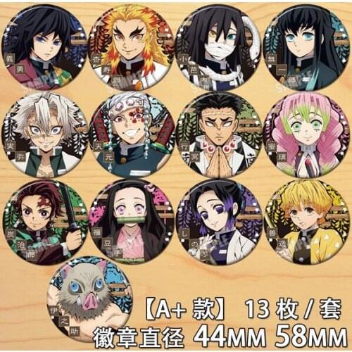 Anime Demon Slayer Kamado Tanjirou Kamado Nezuko Hashibira Inosuke Figure 4577 Badges Round Brooch Pin Gifts Kids Collection Toy