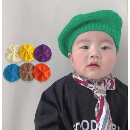 New Kids Baby Berets Cap INS Korean Version Candy Color Children Modeling Decorate Hats Autumn Winter Boys Girls Painter Hat
