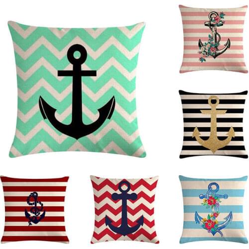 Nautical Throw Pillows cover Anchor Sea Style Pillow Case Sofa Home Car Decorative Beach Cushion Cover 45x45cm